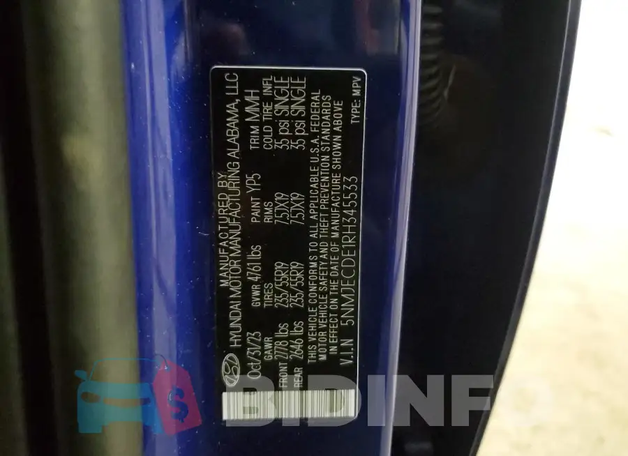 5NMJECDE1RH345533 Photo# 13