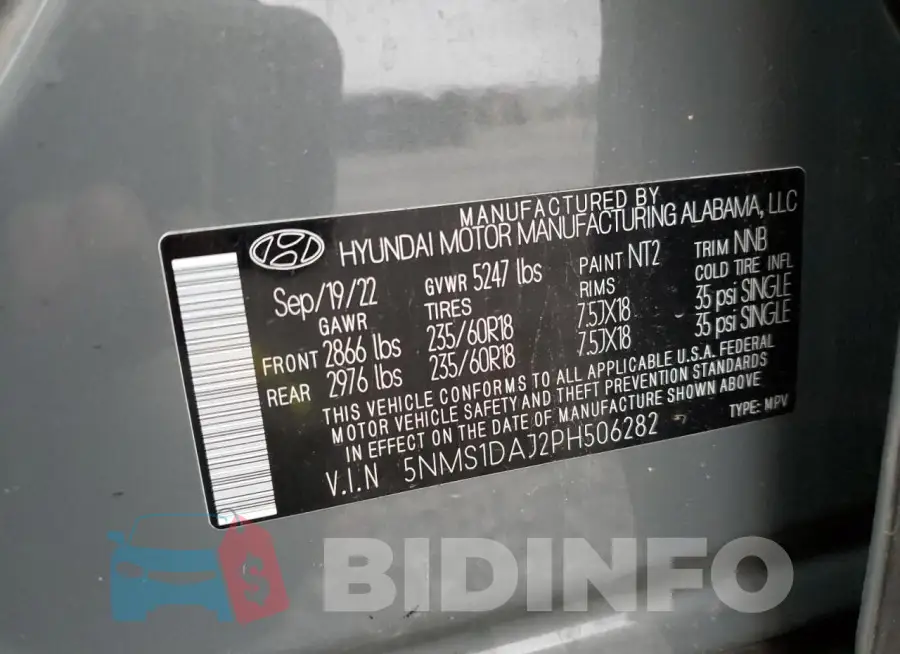 5NMS1DAJ2PH506282 Photo# 13