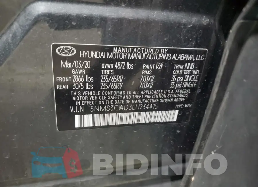 5NMS3CAD3LH234415 Photo# 14