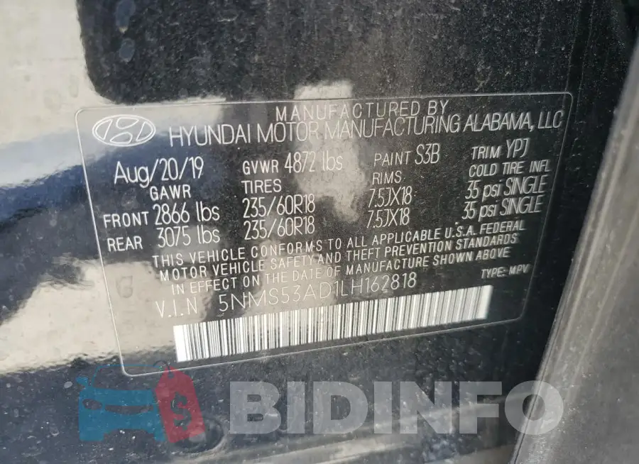 5NMS53AD1LH162818 Photo# 14