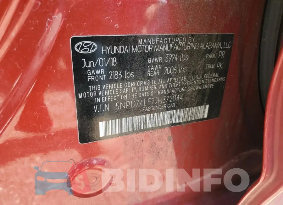5NPD74LF2JH372044 Photo# 13