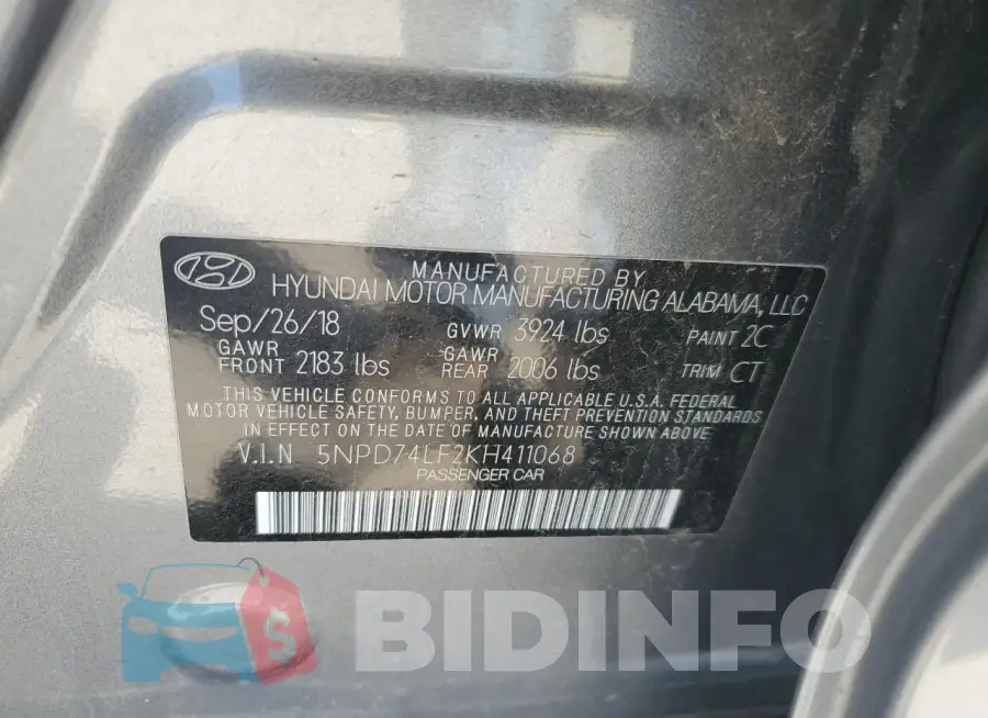5NPD74LF2KH411068 Photo# 12