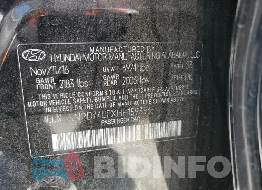 5NPD74LFXHH159353 Photo# 12