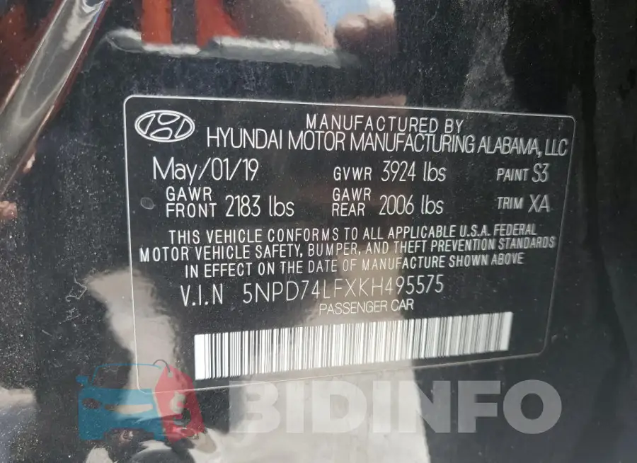 5NPD74LFXKH495575 Photo# 13