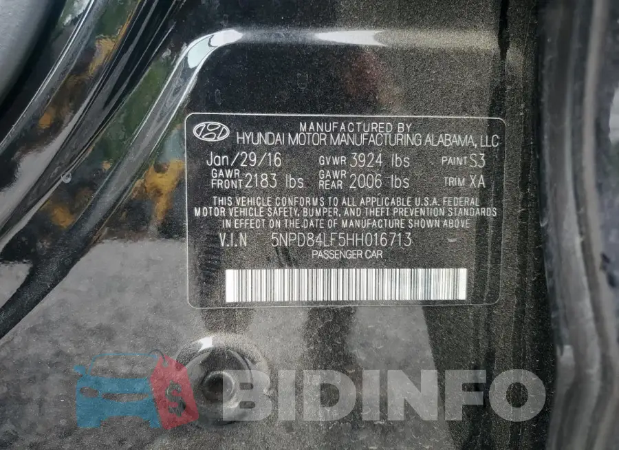 5NPD84LF5HH016713 Photo# 12