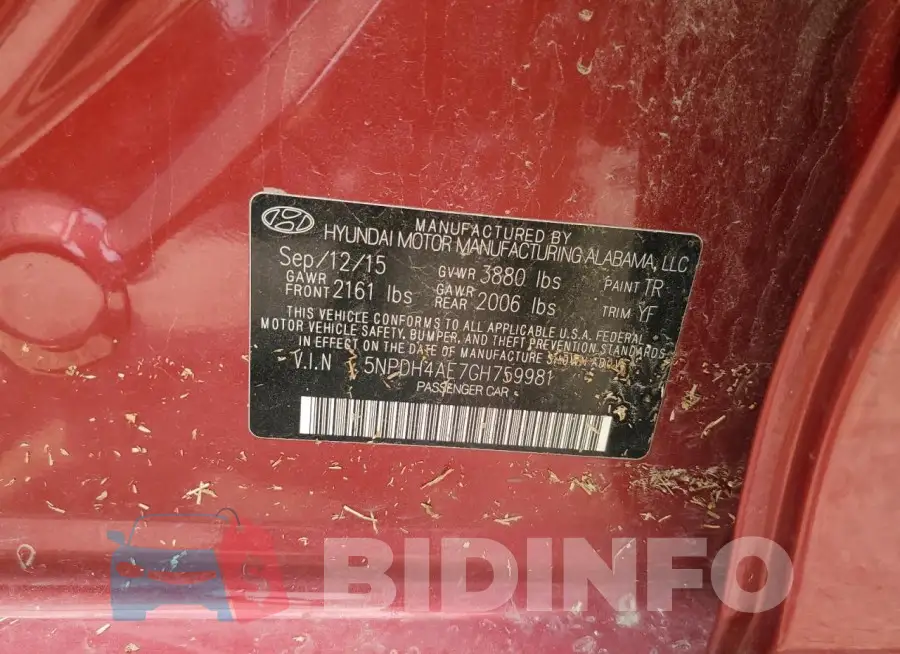 5NPDH4AE7GH759981 Photo# 13