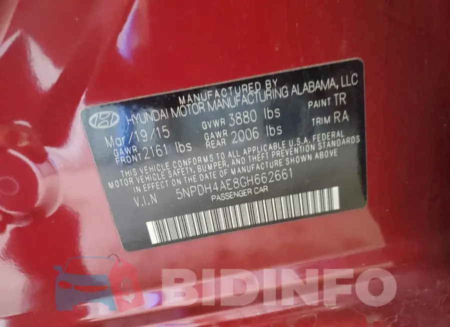 5NPDH4AE8GH662661 Photo# 12