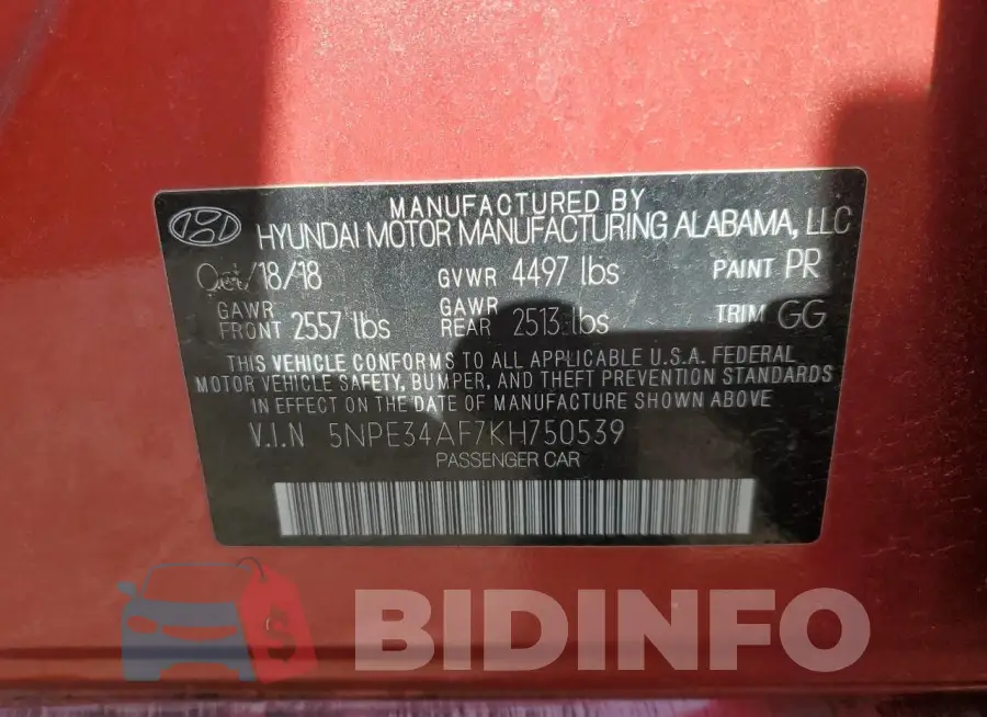 5NPE34AF7KH750539 Photo# 13