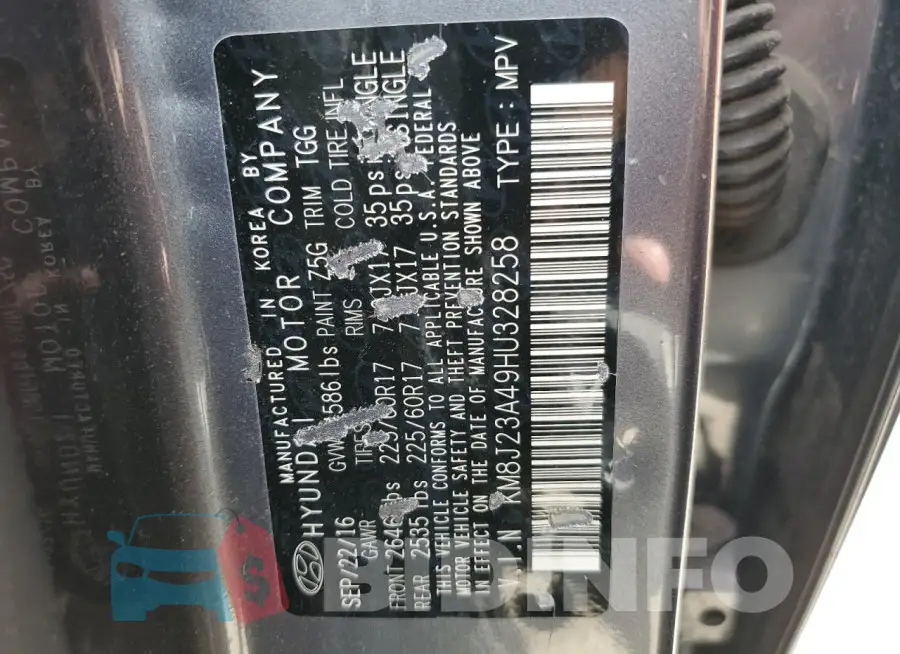 KM8J23A49HU328258 Photo# 13