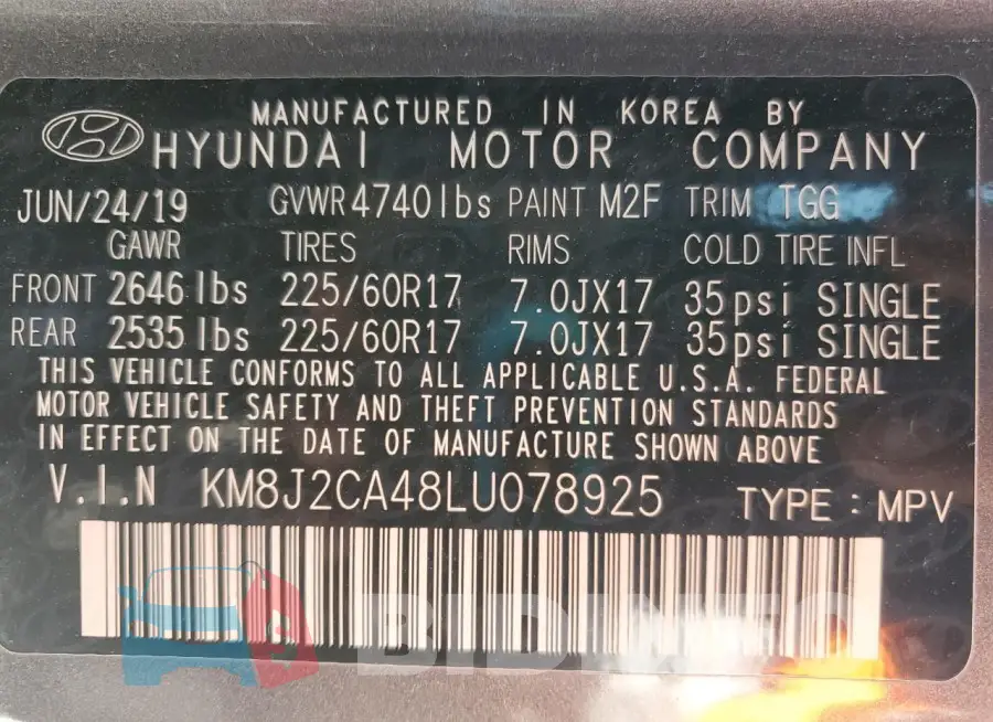 KM8J2CA48LU078925 Photo# 13