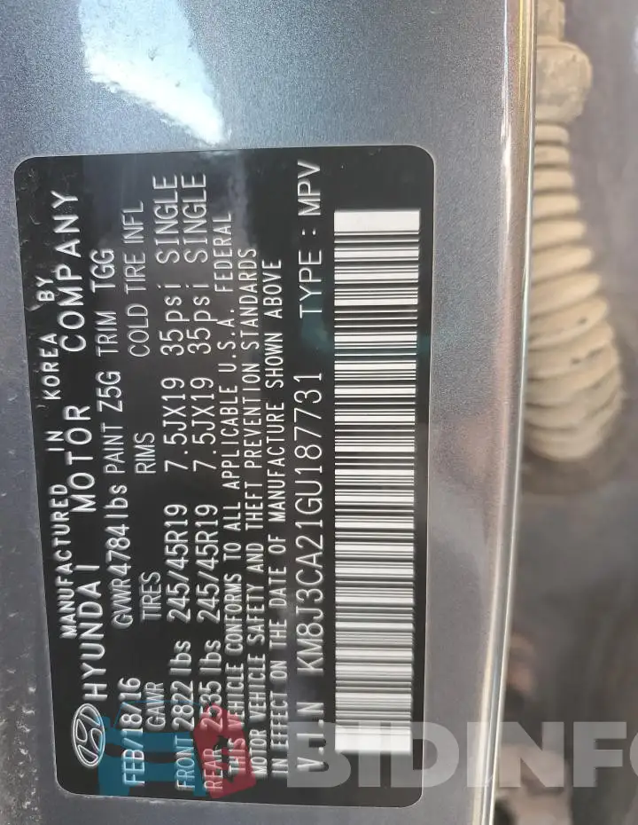 KM8J3CA21GU187731 Photo# 13