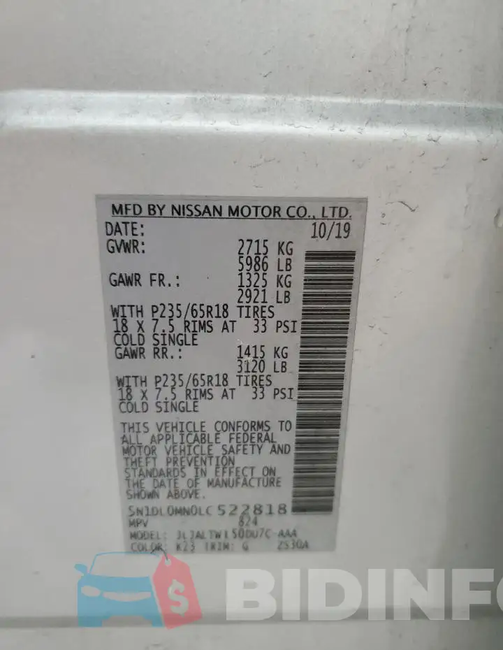5N1DL0MN0LC522818 Photo# 14