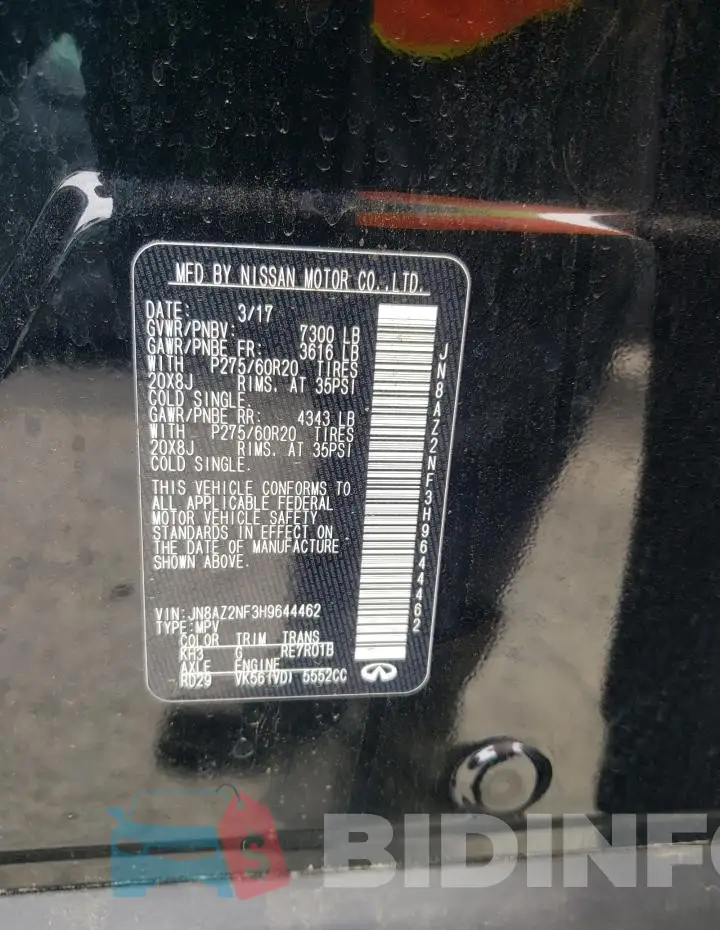 JN8AZ2NF3H9644462 Photo# 13
