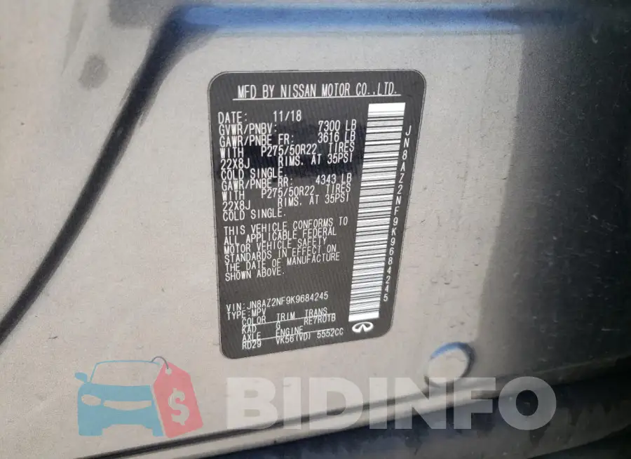 JN8AZ2NF9K9684245 Photo# 12