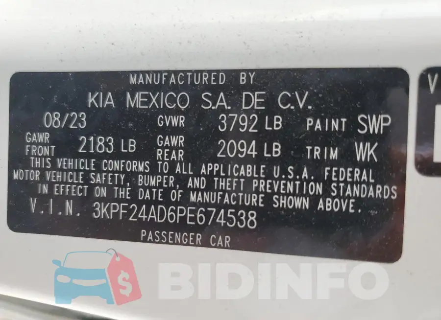 3KPF24AD6PE674538 Photo# 12