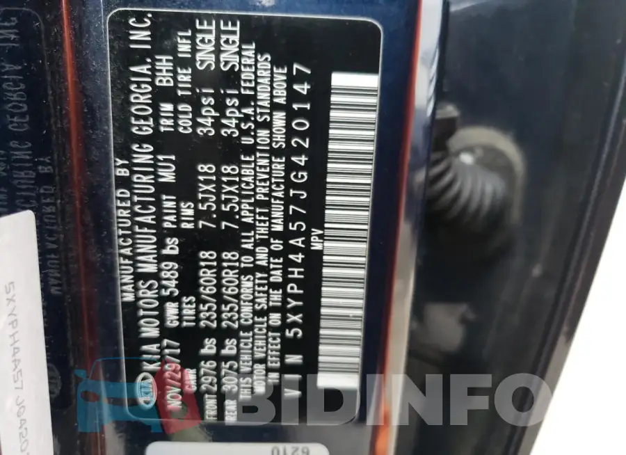 5XYPH4A57JG420147 Photo# 13