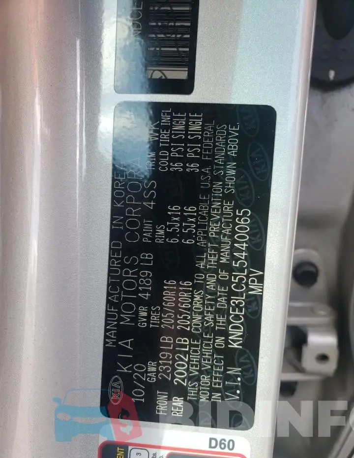 KNDCE3LC5L5440065 Photo# 13