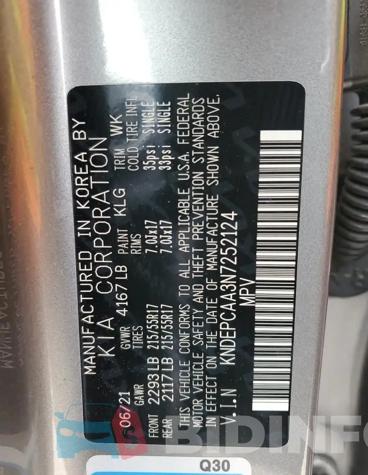 KNDEPCAA3N7252124 Photo# 13