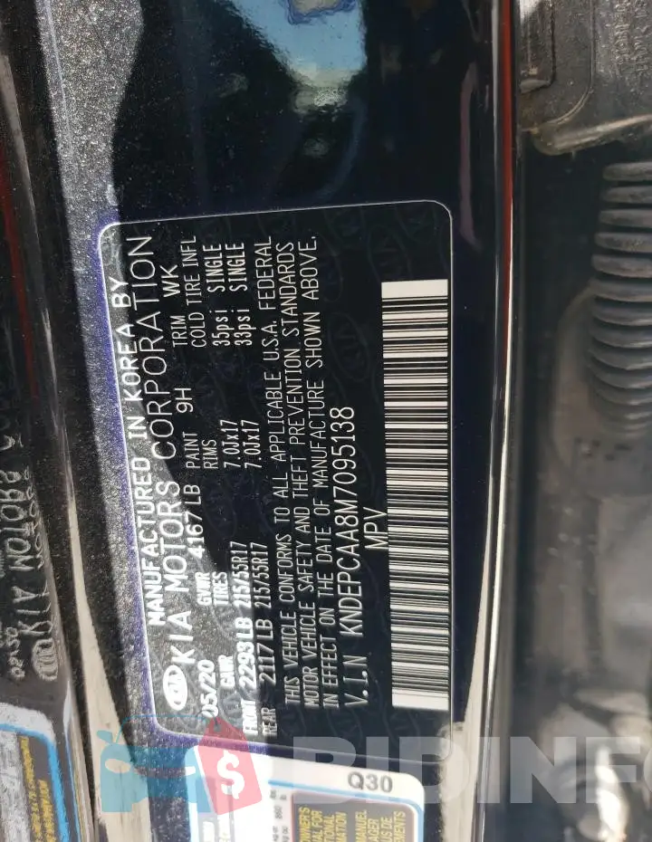 KNDEPCAA8M7095138 Photo# 13