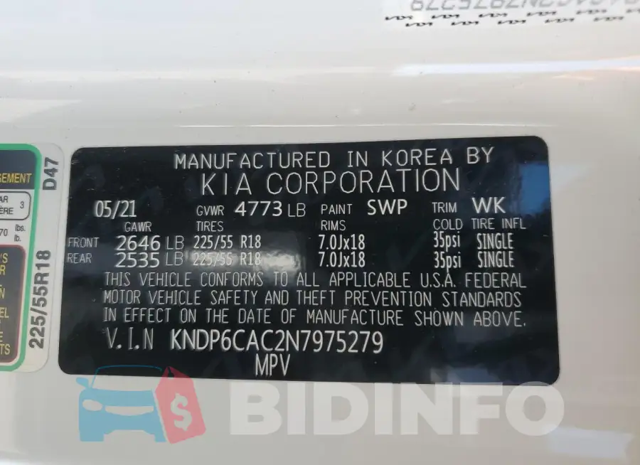 KNDP6CAC2N7975279 Photo# 13