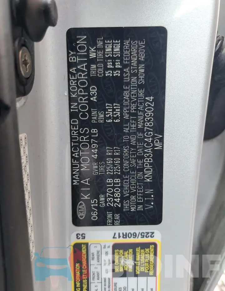 KNDPB3AC4G7839024 Photo# 13
