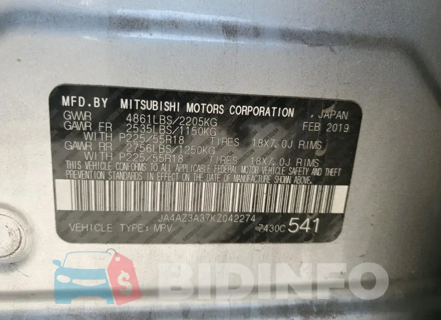JA4AZ3A37KZ042274 Photo# 13