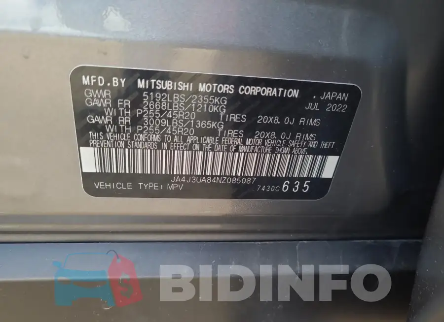 JA4J3UA84NZ085087 Photo# 13