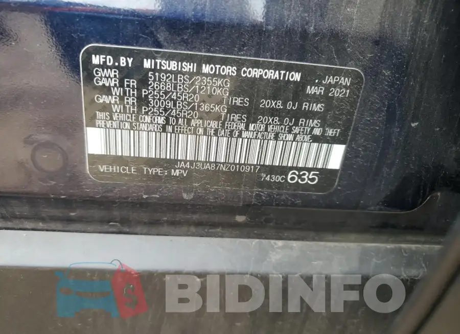 JA4J3UA87NZ010917 Photo# 13