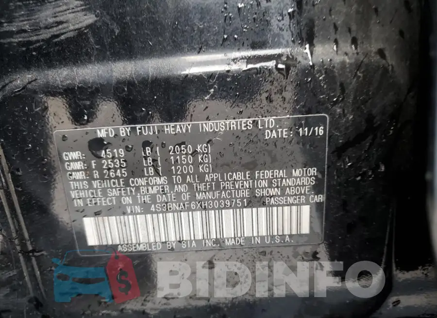 4S3BNAF6XH3039751 Photo# 12