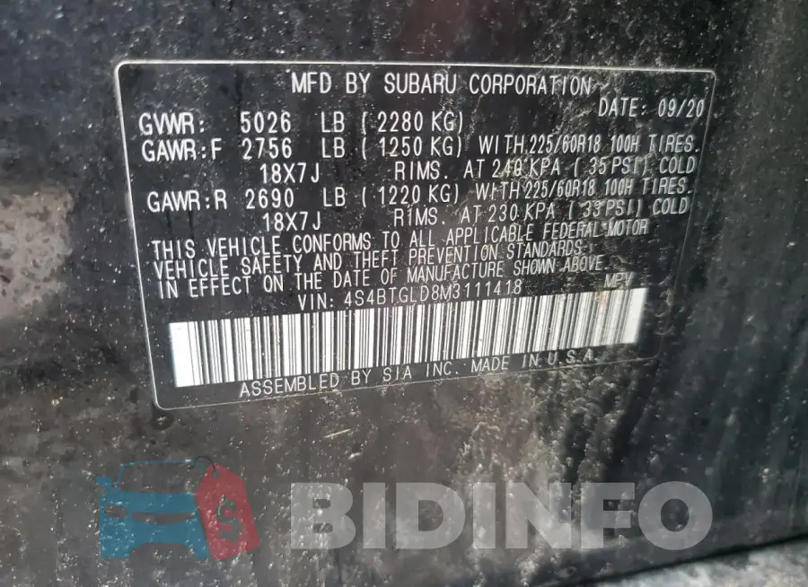 4S4BTGLD8M3111418 Photo# 13