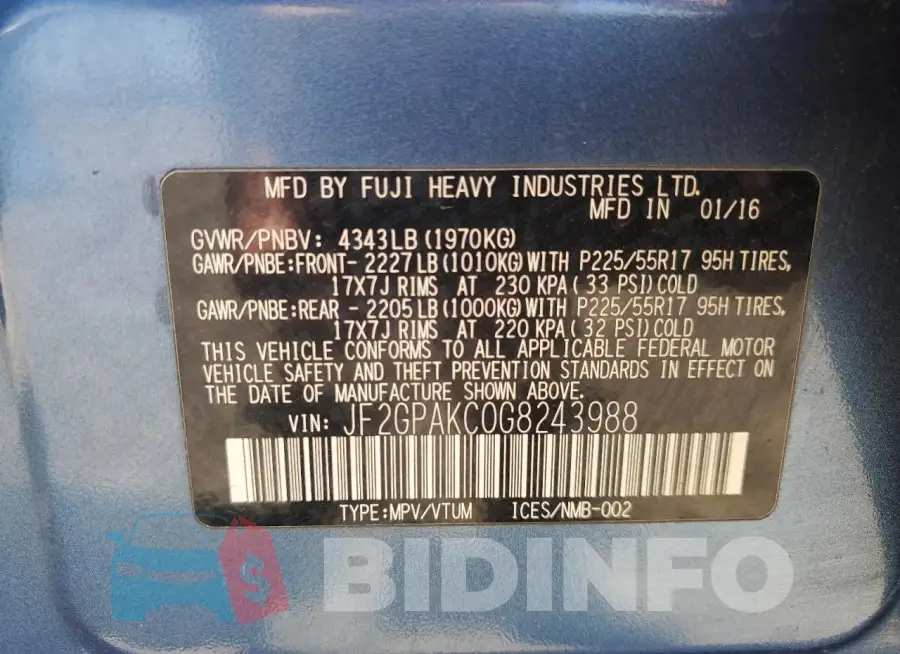 JF2GPAKC0G8243988 Photo# 13