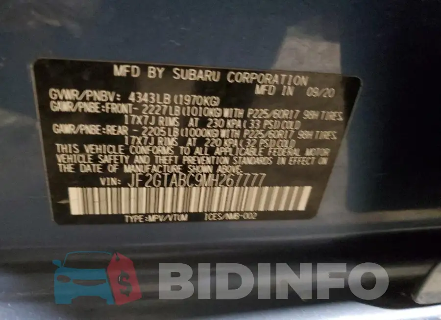 JF2GTABC9MH267777 Photo# 13