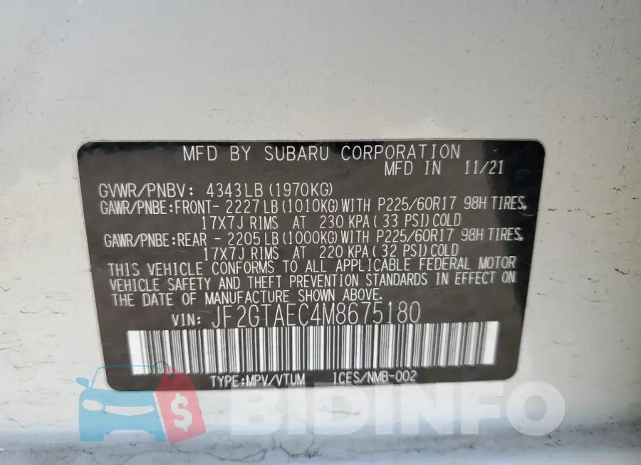 JF2GTAEC4M8675180 Photo# 13