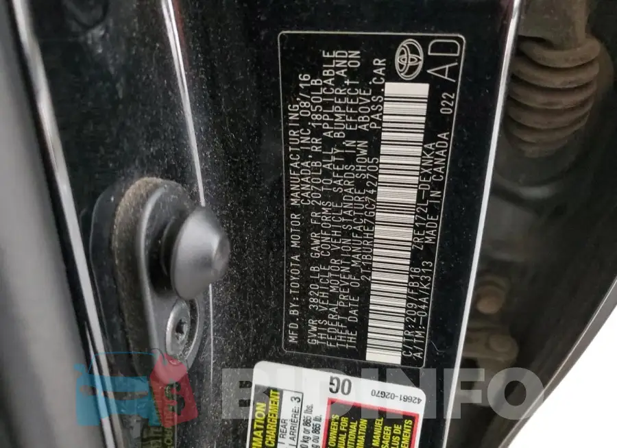 2T1BURHE7GC742705 Photo# 12