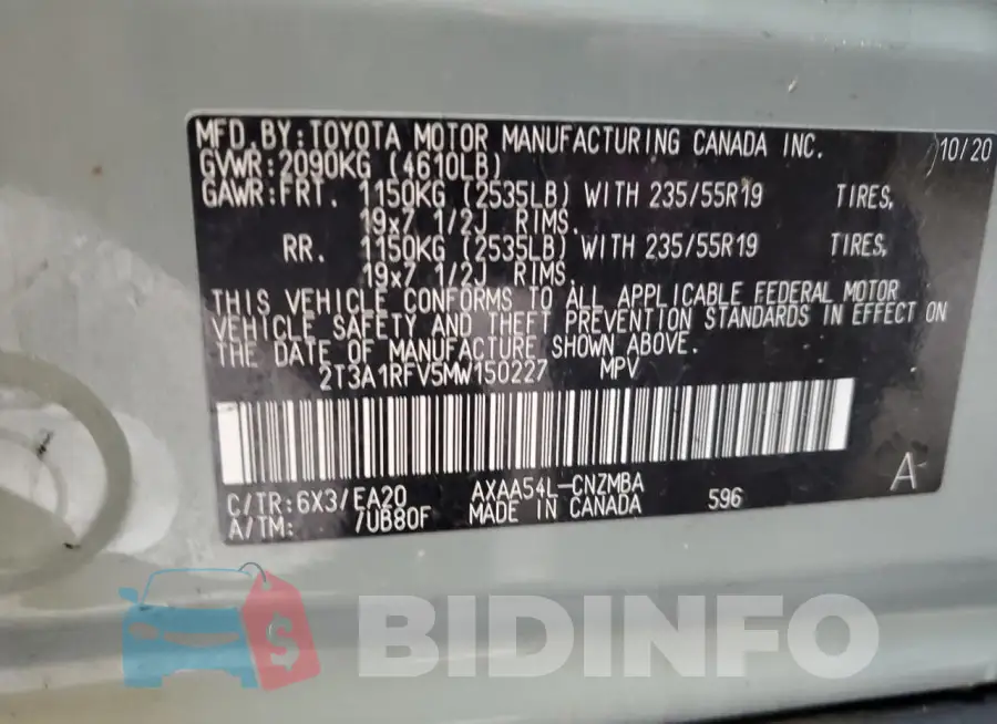 2T3A1RFV5MW150227 Photo# 12