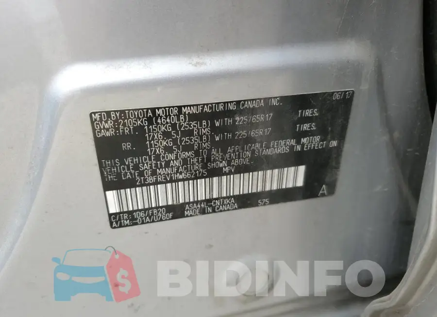 2T3BFREV1HW662175 Photo# 13