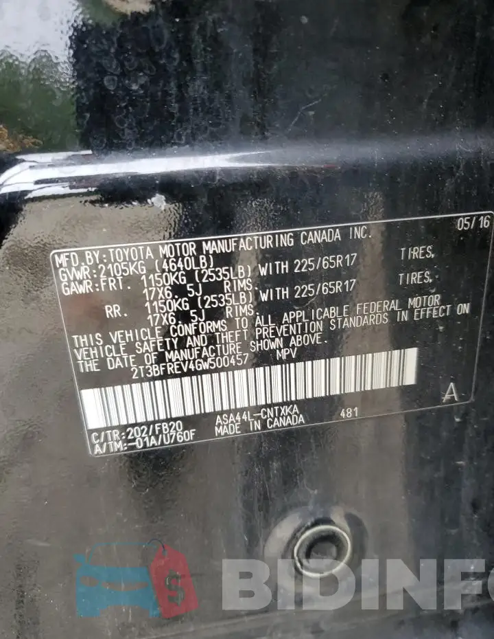 2T3BFREV4GW500457 Photo# 13