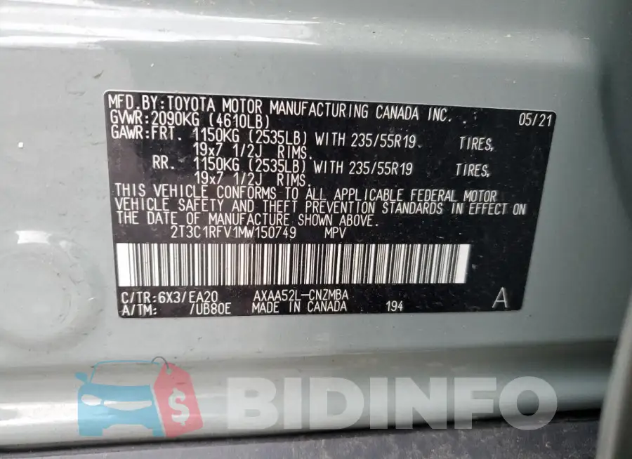 2T3C1RFV1MW150749 Photo# 14