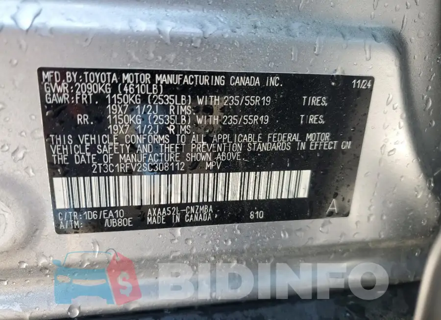 2T3C1RFV2SC308112 Photo# 13