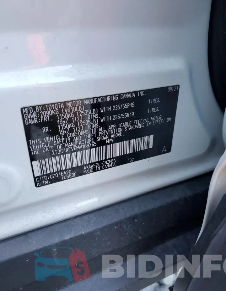 2T3C1RFV6MW169765 Photo# 13