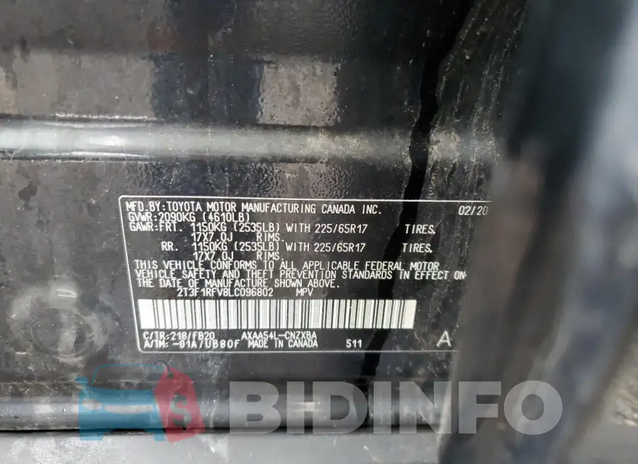 2T3F1RFV8LC096802 Photo# 13