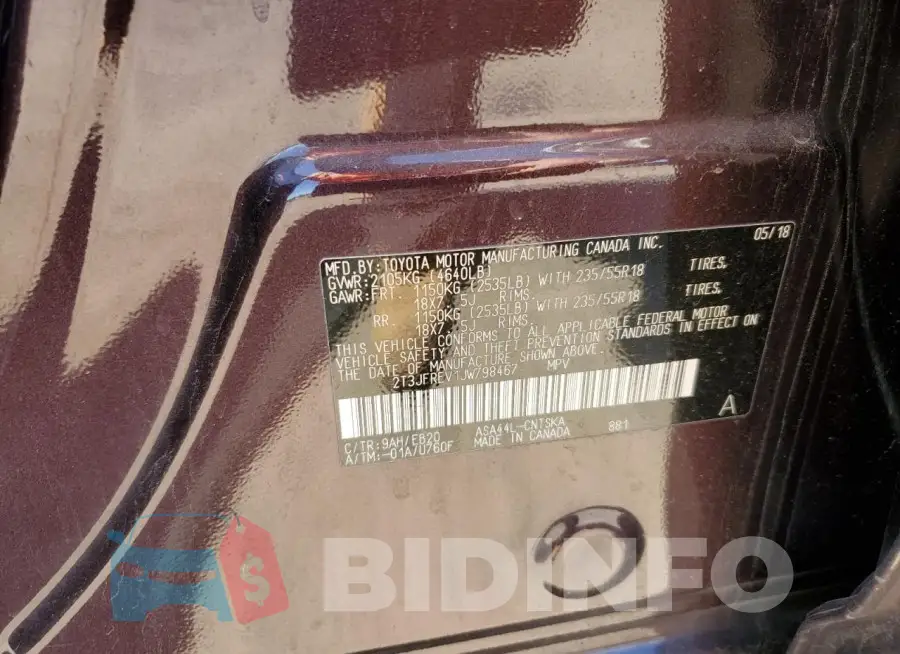 2T3JFREV1JW798467 Photo# 12