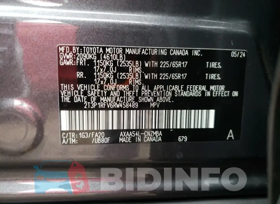 2T3P1RFV6RW458489 Photo# 13