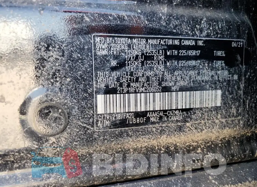 2T3P1RFV9MC206052 Photo# 13