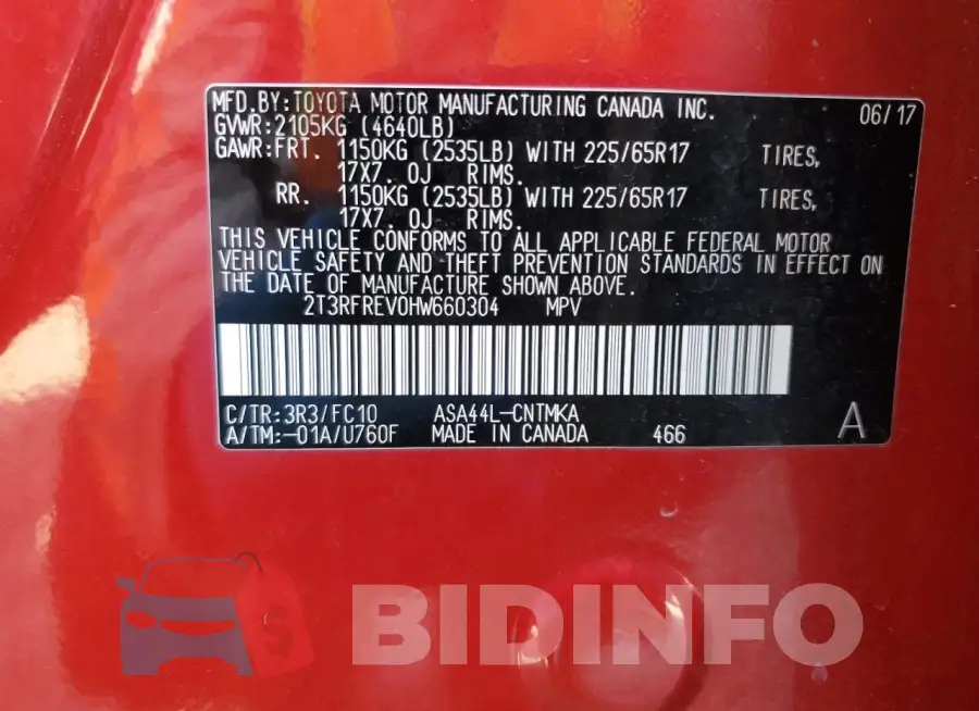 2T3RFREV0HW660304 Photo# 12