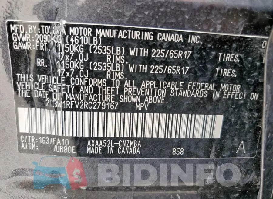 2T3W1RFV2RC279167 Photo# 13
