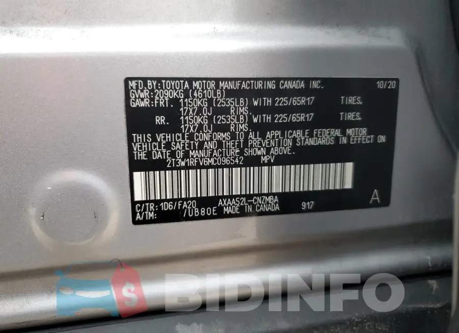 2T3W1RFV6MC096542 Photo# 14