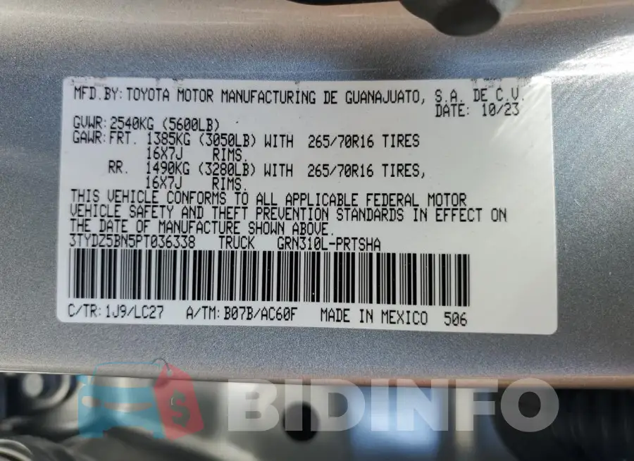 3TYDZ5BN5PT036338 Photo# 12