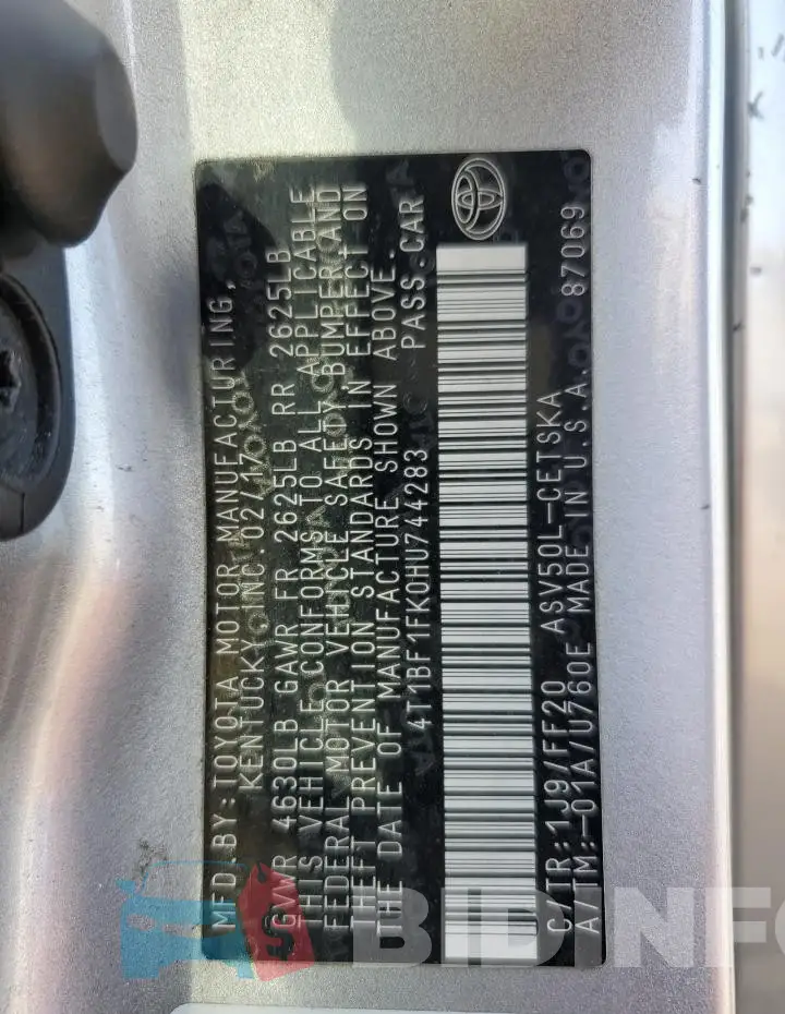 4T1BF1FK0HU744283 Photo# 12