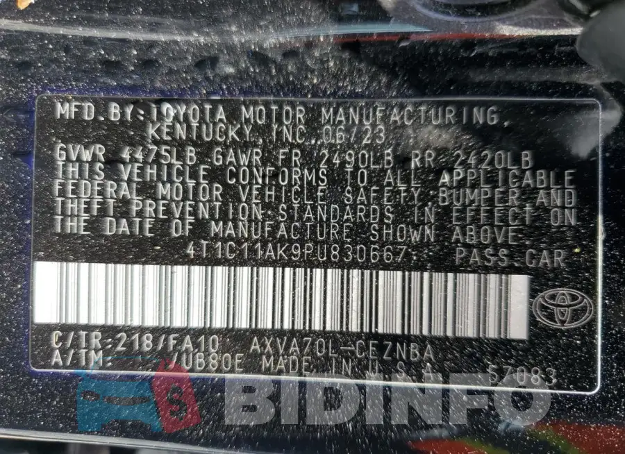 4T1C11AK9PU830667 Photo# 12